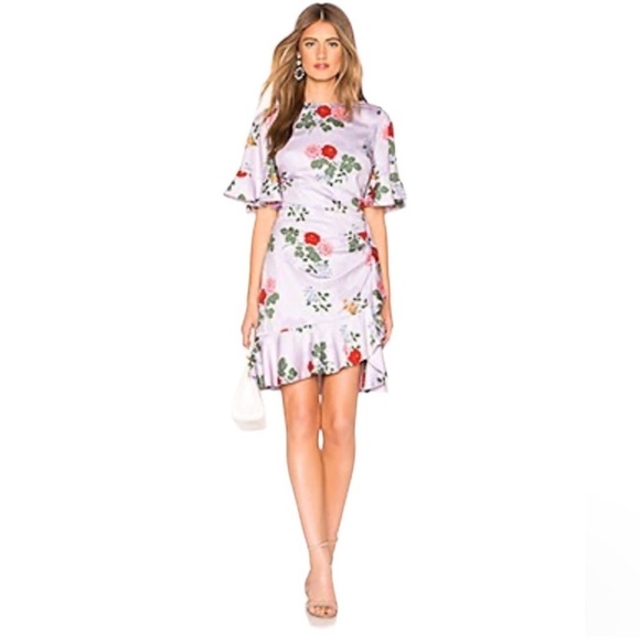 Keepsake the Label Pretty One Mini Dress Floral Ruffle Short Sleeves Womens S - Picture 1 of 9